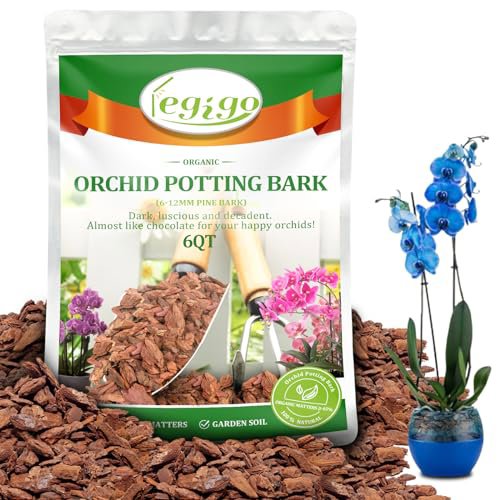 Legigo 6 Quarts Organic Orchid Potting Bark - All Natural Pine Bark Wood Chips for Houseplant Mulch and Root Development
