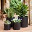 FaithLand Fiberstone Planter Cylinder Plant Pot with Drainage Hole & Plug, Indoor Outdoor Use, Matte Black 12" 7