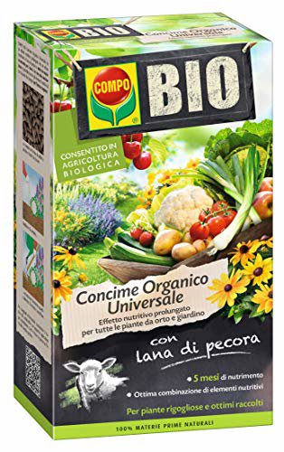 COMPO BIO Concime Universale Organico con Lana di Pecora e Guano, Fertilizzante Naturale per Orto e Giardino, Effetto Prolungato fino a 5 Mesi, 2kg