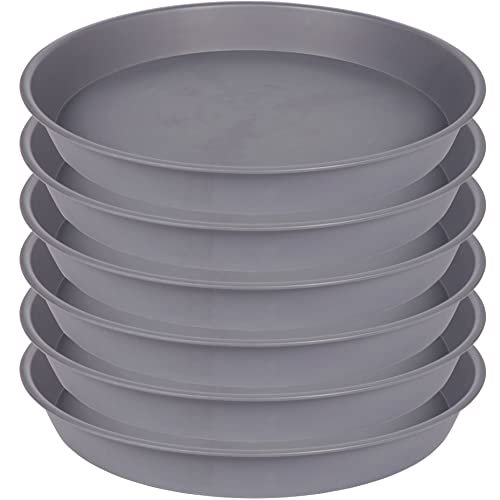 Bleuhome 6 Pack 8 Inch Plant Saucers - Heavy Duty Plastic Round Drip Trays for Indoor & Outdoor Flower Pots