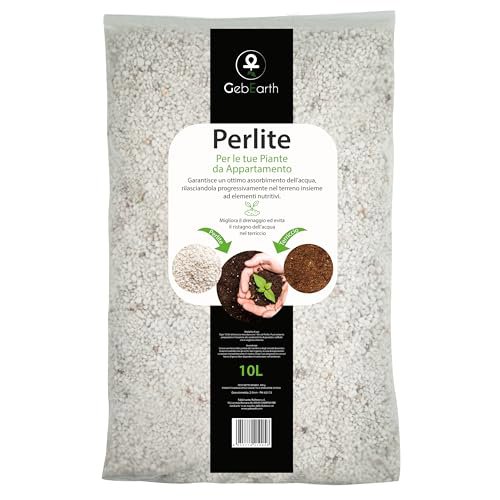 GebEarth Perlite Espansa per Piante in Vaso 10L - Granulometria 2-6 mm - Migliora Drenaggio e Aerazione - Ideale per Piante Grasse, Orchidee e Carnivore