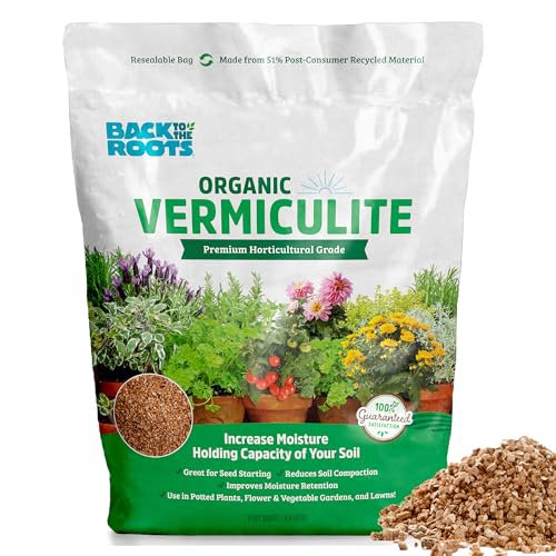 Back to the Roots 100% Organic Vermiculite - 8qt Premium Horticultural Grade Soil Amendment