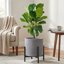 FaithLand Fiberstone Planter Cylinder Plant Pot with Drainage Hole & Plug, Authentic Concrete Look, Gray 14" 9