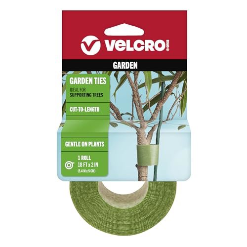 VELCRO Brand ONE-WRAP Garden Ties - Reusable Plant Supports for Staking and Training, Cut-to-Length Roll, 18 ft x 2 in, Green