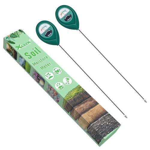 XLUX Long Probe Deep Use Soil Moisture Meter Sensor, 2 Pack - Professional Hygrometer for Large Pots, Gardening & Farming