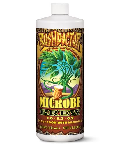 FoxFarm Bush Doctor Microbe Brew - Liquid Microbial Inoculant for Enhanced Root Growth & Nutrient Uptake - Soil & Hydroponic Plant Food for Vegetables, Flowers & Trees - 1 Quart