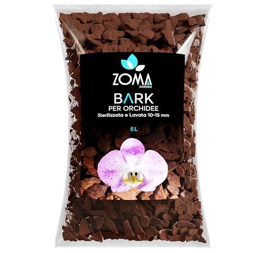 ZOMAGARDEN Bark per Orchidee Premium - Corteccia Naturale Lavata e Sterilizzata - 6L (10/15mm)