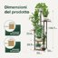 Bamworld Supporto per Piante a 5 Piani in Metallo e MDF - Scaffale Verticale per Interno ed Esterno, Ideale per Balcone, Giardino e Soggiorno 5