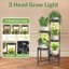 iDavosic.ly 5-Tier Corner Plant Stand with Grow Light, Metal Indoor Outdoor Flower Display Shelf, Folding Tall Orchid Rack for Patio Balcony and Garden, Black 5