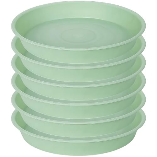 Bleuhome 6 Pack 10 Inch Plant Saucers - Heavy Duty Plastic Round Drip Trays for Indoor & Outdoor Flower Pots