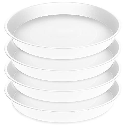 Bleuhome 4 Pack 19 Inch Plant Saucer - Heavy Duty Deep Plastic Drip Trays for Flower Pots and Bird Bath Bowls