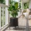 FaithLand Fiberstone Planter Cylinder Plant Pot with Drainage Hole & Plug, Indoor Outdoor Use, Matte Black 12" 5