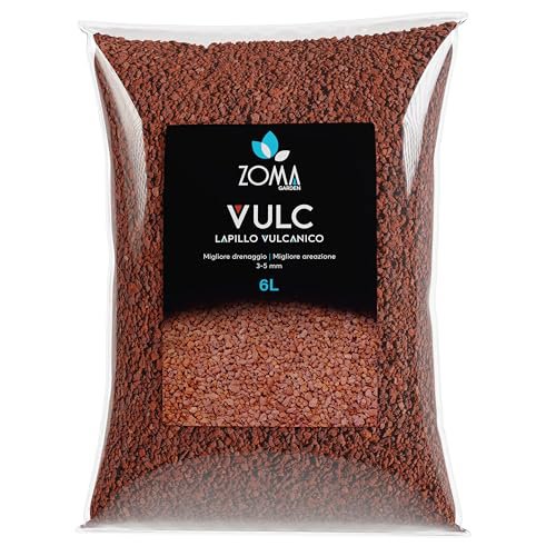 ZOMA VULC Lapillo Vulcanico per Piante 3/5 mm - Drenaggio e Aerazione - Ideale per Bonsai, Piante Grasse e Giardino - Made in Italy - 6L