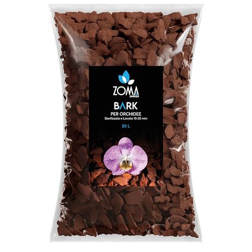 ZOMAGARDEN Bark per Orchidee Premium - Corteccia Naturale Lavata e Sterilizzata - 20L (15/20mm)