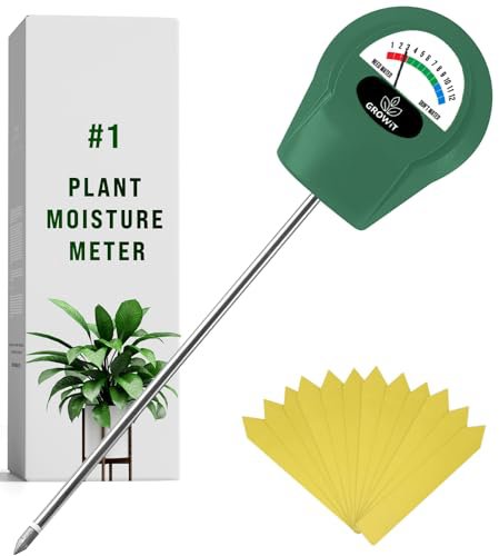 GROWIT Soil Water Monitor for Plants - Analog Soil Moisture Meter & Hydrometer for Houseplants, Indoor and Outdoor Gardening - Hunter Green
