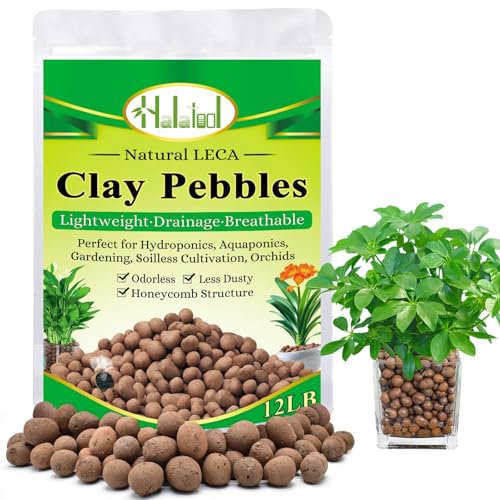 Halatool 12LB Expanded Clay Pebbles - 4-16mm Hydroton LECA Balls for Hydroponics, Orchids, and Aquarium Drainage
