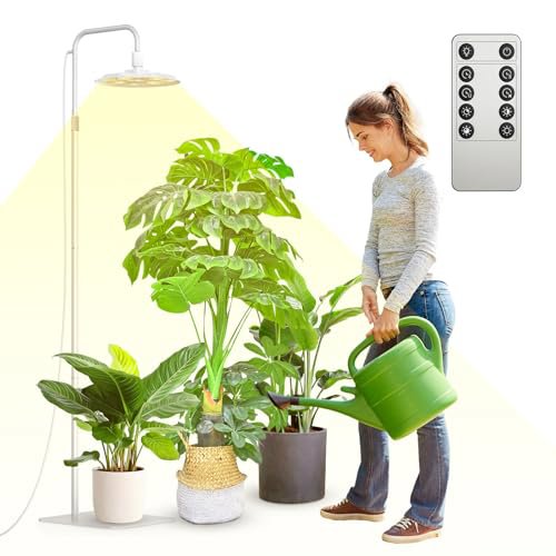 SANSI Lampada LED per Piante Spettro Completo 125W - Luce da Interno Dimmerabile con Telecomando e Altezza Regolabile 120-180cm