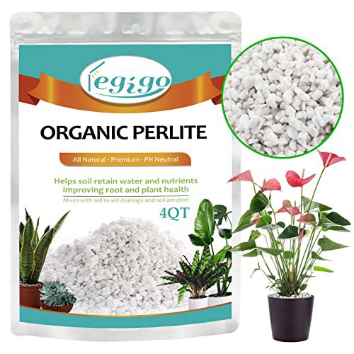 Legigo 4 Quarts Organic Horticultural Perlite - Natural Soil Additive for Drainage, Aeration and Root Growth