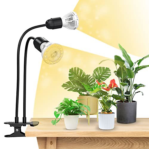SANSI Lampada LED per Piante a Doppia Testa 20W Spettro Completo con Collo di Cigno Regolabile e Attacco E27
