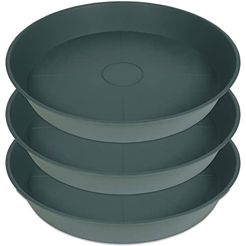 Bleuhome 3 Pack Large Deep Plant Saucers - 26 Inch Heavy Duty Plastic Flower Pot Drip Trays for Indoor and Outdoor Use