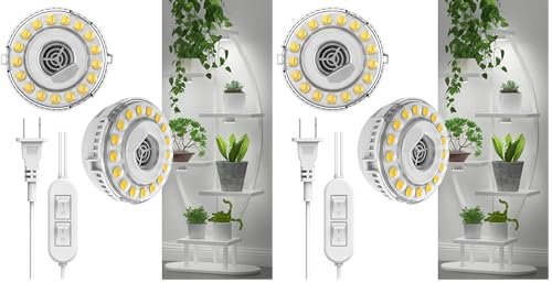 SANSI LED Puck Grow Light 10W Full Spectrum 2-Head Plant Lamp with Ceramic Technology Pack of 2