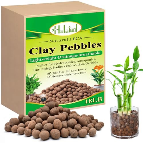 Halatool 18LB Hydroton Clay Pebbles - 4mm-16mm Expanded LECA Balls for Hydroponics, Orchids, and Indoor Plants