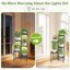 iDavosic.ly 5-Tier Corner Plant Stand with Grow Light, Metal Indoor Outdoor Flower Display Shelf, Folding Tall Orchid Rack for Patio Balcony and Garden, Black 6