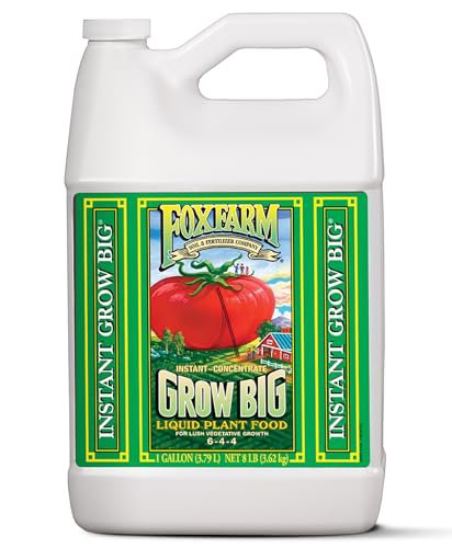 FoxFarm Grow Big Liquid Plant Food 6-4-4 Fertilizer - Concentrated Gallon for Lush Vegetative Growth, Roses, Tomatoes & Vegetables - Indoor Houseplants & Outdoor Garden Nutrient Boost