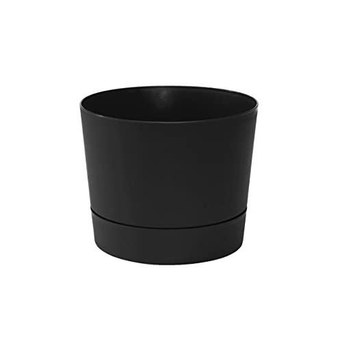 Root & Vessel Majestic Low Profile Cylinder Pot, Matte Black, 10.5"
