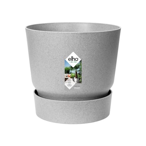 Elho Greenville Round 40 Vaso con serbatoio idrico integrato per Interno/esterno, Plastica Riciclata Ø 39.0 x H 36.8 cm - Grigio/Living Concrete