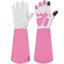 SLARMOR Heavy Duty Cowhide Leather Gardening Gloves - Thorn Proof Rose Pruning Gauntlets for Men and Women 1