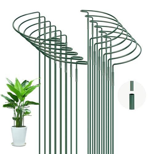 OFFCUP 12 Pezzi Pali di Supporto per Piante ad Anello in Metallo, Supporti da Giardino Anticorrosione 20x35cm per Pomodori, Peonie e Fiori