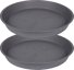 Bleuhome 2 Pack Large Plant Saucer 19 Inch - Heavy Duty Plastic Drip Trays for Flower Pots and Bird Baths, Cement Gray 1