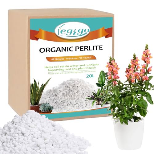 Legigo 20 Quarts Organic Horticultural Perlite - Natural Soil Additive for Drainage, Aeration and Root Growth