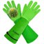 SLARMOR Heavy Duty Cowhide Leather Gardening Gloves - Thorn Proof Rose Pruning Gauntlets for Men and Women, Large, Green 1