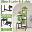 iDavosic.ly 5-Tier Corner Plant Stand, Metal Indoor Outdoor Flower Display Shelf, Folding Tall Orchid Rack for Patio Balcony and Garden, Black 4
