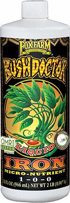 Fox Farm Bush Doctor Liquid Iron - Plant Micronutrient Supplement for Green Foliage & Healthy Growth, 1 Quart (FX14321)