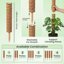 The Blooming Jungle 4 Pack 16" Moss Pole Monstera Plant Support - Stackable up to 48" Coco Coir Stakes with Installation Kit 3