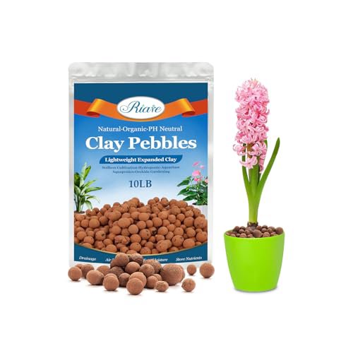 Riare 10 LBS Organic Expanded Clay Pebbles - 4mm-16mm Natural LECA Balls for Hydroponics, Aquaponics, and Indoor Plant Drainage
