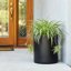 FaithLand Fiberstone Planter Cylinder Plant Pot with Drainage Hole & Plug, Indoor Outdoor Use, Matte Black 12" 8