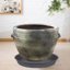 Bleuhome 2 Pack of 14 Inch Plant Saucer, Heavy Duty Round Plastic Plant Water Tray & Bird Bath Bowl, Cement Gray 5