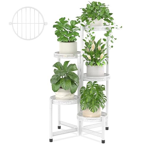 iDavosic.ly 5-Tier Corner Plant Stand - White with Drainage