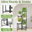 iDavosic.ly Multi-Tier Corner Plant Stand, Wrought Iron Metal Flower Display Shelf for Indoor Outdoor Use, Folding Tall Orchid Rack for Patio Balcony Garden and Living Room 4