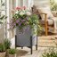 FaithLand Fiberstone Planter Cylinder Plant Pot with Drainage Hole & Plug, Authentic Concrete Look, Gray 14" 5