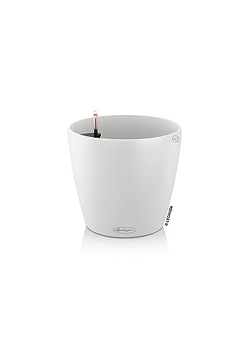Lechuza Classico Color 35 White Matte Self-Watering Small Round Planter 14"