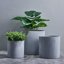 FaithLand Fiberstone Planter Cylinder Plant Pot with Drainage Hole & Plug, Authentic Concrete Look, Gray 8" 4