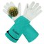 SLARMOR Heavy Duty Cowhide Leather Gardening Gloves - Thorn Proof Rose Pruning Gauntlets for Men and Women, X-Small, Green 1